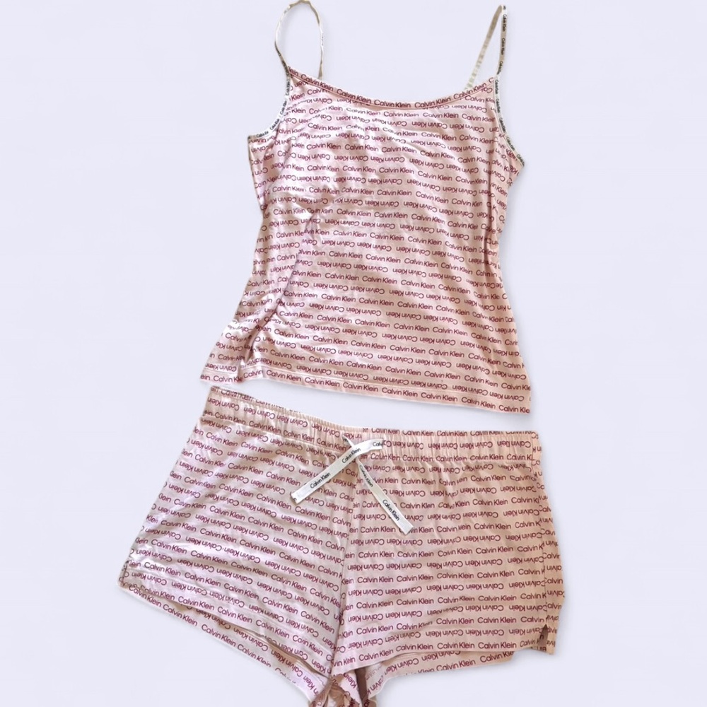 Calvin Klein Logo Print Pink Pajama Set